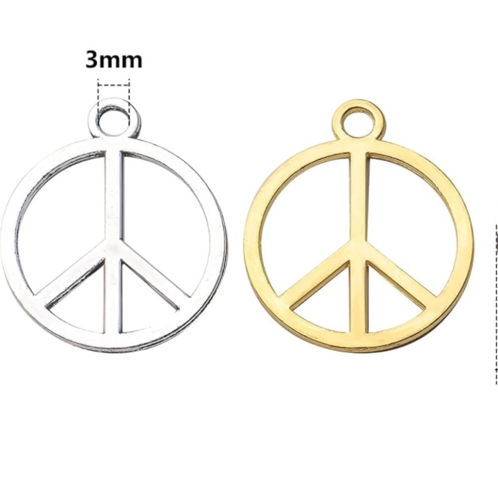 Peace signs silver color and gold color new for chains crafts create something